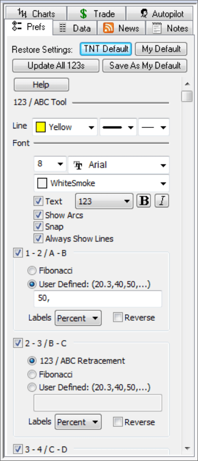 Track 'n Trade Forex Preferenced and Tool Setup