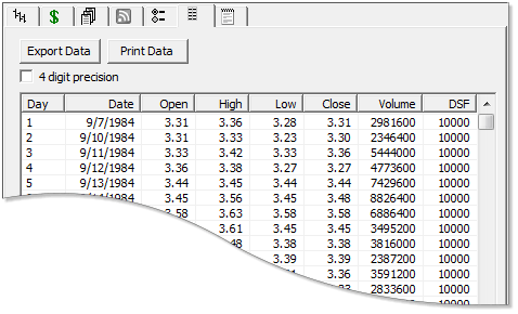 Track 'n Trade Stocks Control Panel Tabs